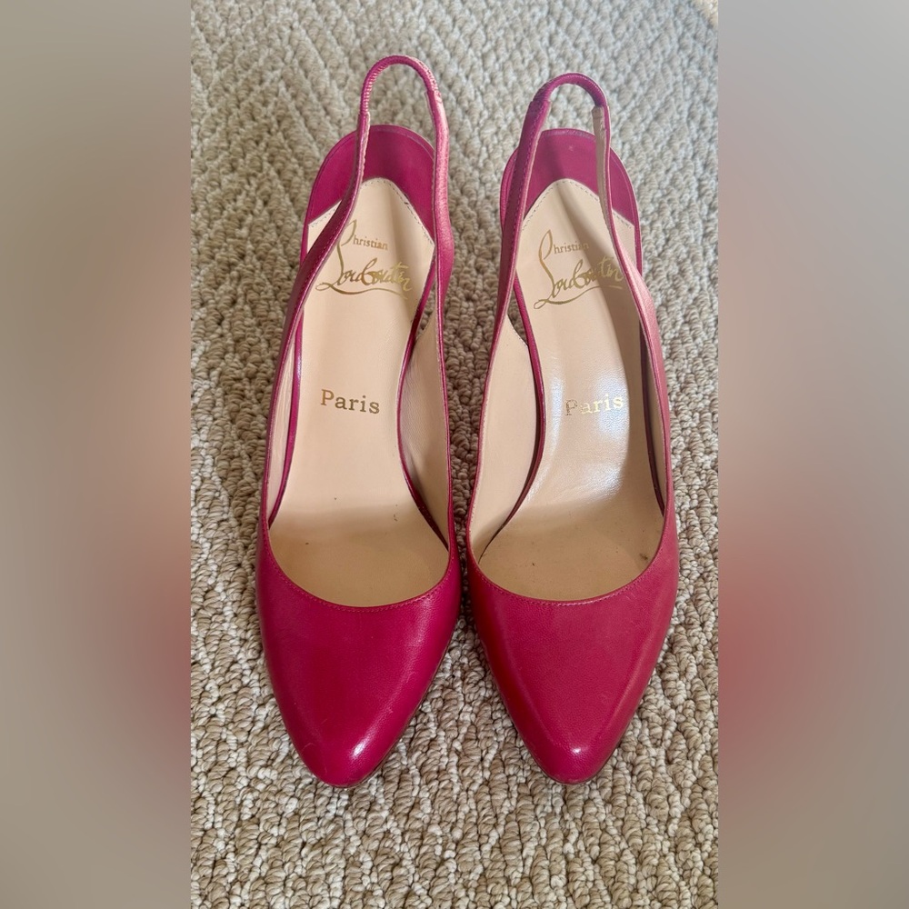 Christian Louboutin Fuchsia Leather Pointed-Toe Pumps